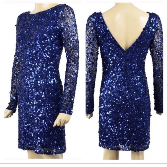 Aidan Mattie Sequin Long Sleeve Dress - Picture 1 of 7